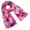Classic women's scarf - pink with flowers - 1/2