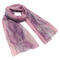 Classic women's scarf - pink and grey with leaves - 1/2