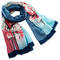 Classic women's scarf - blue and red - 1/2