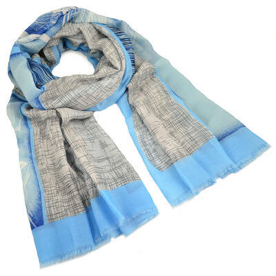Classic women's scarf - light blue - 1