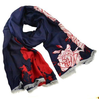 Classic women's scarf - blue and red