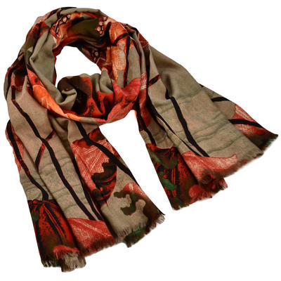 Classic women's scarf - brown and orange - 1