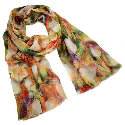 Classic women's scarf - brown and green - 1