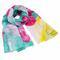 Classic women's scarf - green and fuchsia with flowers - 1/2