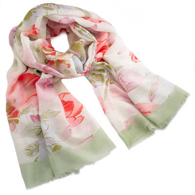 Classic women's scarf - green and red - 1