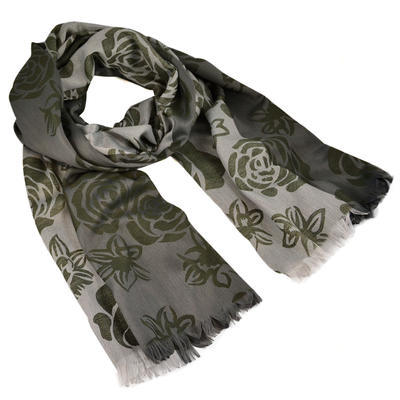 Classic women's scarf - grey and green - 1
