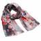 Classic women's scarf - black and red with flowers - 1/2