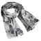 Classic women's scarf - grey and white - 1/2