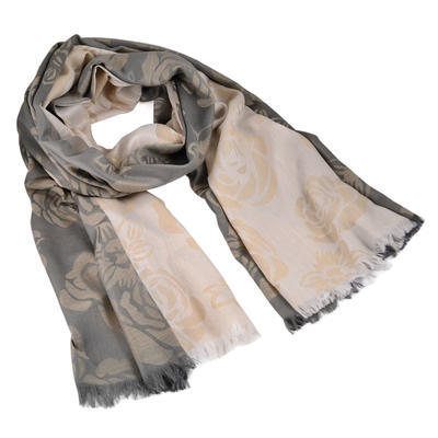 Classic women's scarf - grey and beige