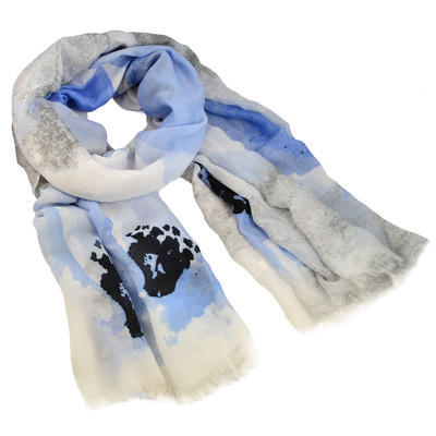 Classic women's scarf - grey and blue - 1