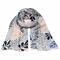 Classic women's scarf - grey and light blue with print - 1/2