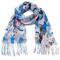 Classic women's scarf - blue and white with dogs - 1/2