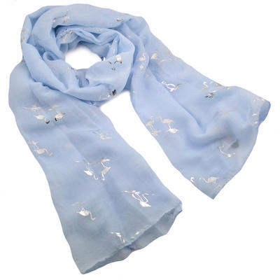 Classic women's scarf - light blue - 1