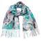 Classic women's scarf - green and white with dogs - 1/2