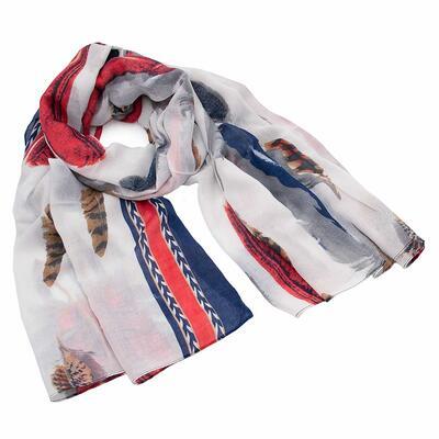 Classic women's scarf - white with multicolor print - 1