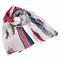 Classic women's scarf - white with multicolor print - 1/2