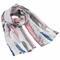 Classic women's scarf - white and pink with multicolor print - 1/2