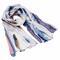 Classic women's scarf - white and blue with multicolor print - 1/2