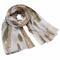 Classic women's scarf - white and brown with multicolor print - 1/2