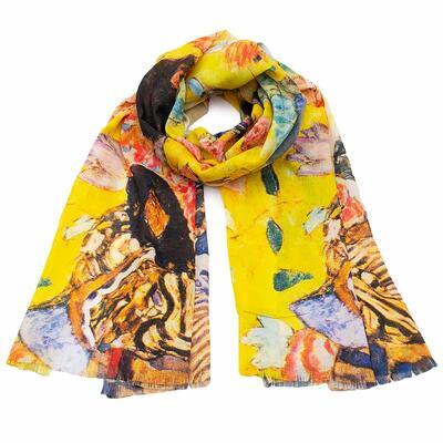 Classic women's scarf - yellow and multicolor - 1