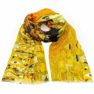 Classic women's scarf - yellow and black - 1
