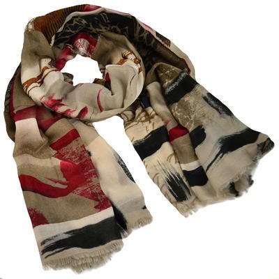 Classic women's scarf - brown and black - 1