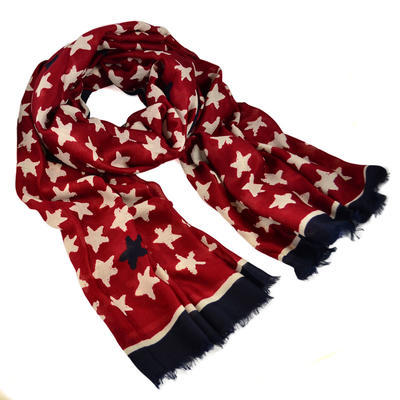 Classic women's scarf - red and blue - 1