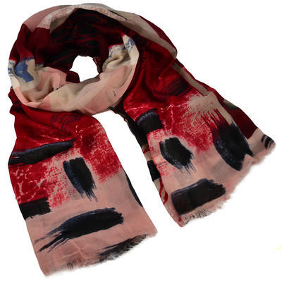 Classic women's scarf - dark red and pink - 1