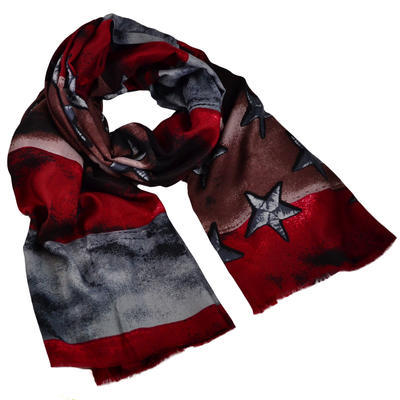 Classic women's scarf - dark red and brown - 1
