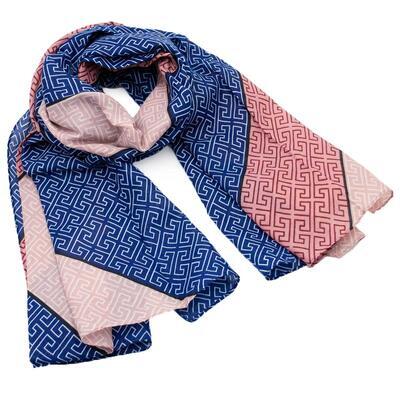 Classic women's scarf - blue and pink - 1