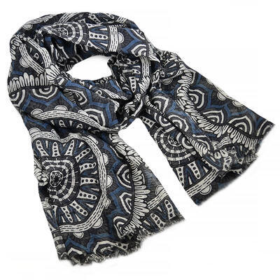 Classic women's scarf - blue and white - 1
