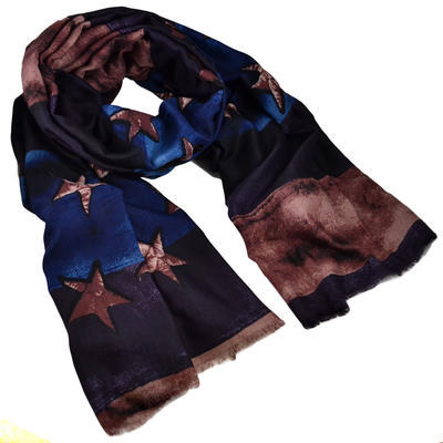 Classic women's scarf - violet and blue - 1