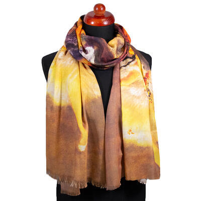 Classic women's scarf - brown and yellow