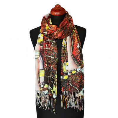 Classic women's scarf - brown and red - 1