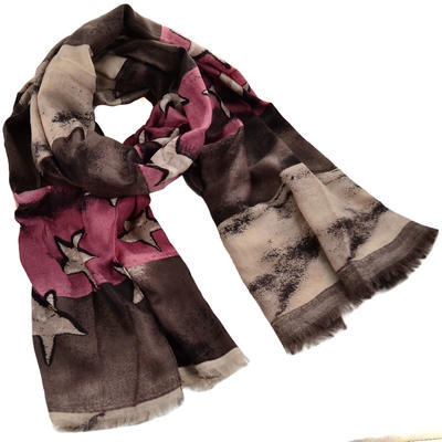 Classic women's scarf - brown and pink - 1