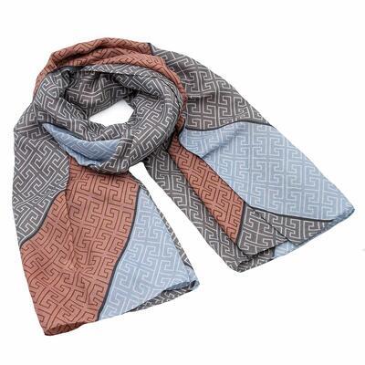 Classic women's scarf - brown and orange - 1