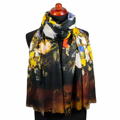 Classic women's scarf - brown and yellow
