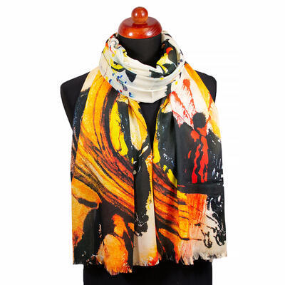 Classic women's scarf - black and yellow