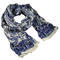Classic women's cotton scarf - grey with flowers - 1/2