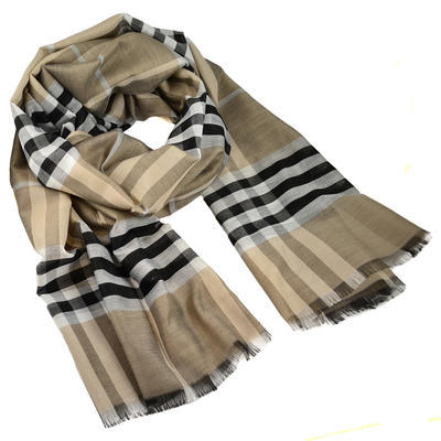 Classic cotton scarf - brown - 1