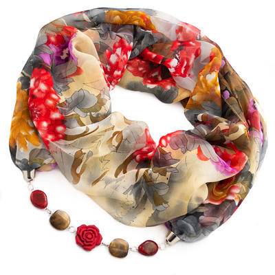 Jewelry scarf Extravagant - red and grey - 1
