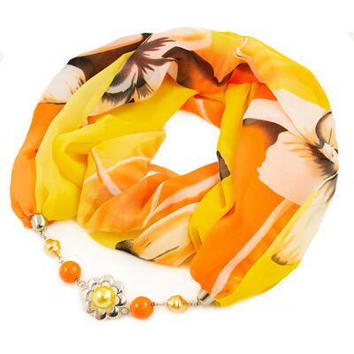 Jewelry scarf Extravagant - yellow and orange - 1