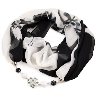 Jewelry scarf Extravagant - black and white - 1
