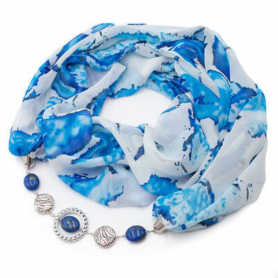 Scarf Extravagant - blue and white - 1