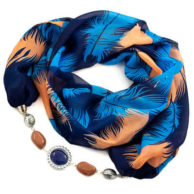 Scarf Extravagant - blue and brown - 1