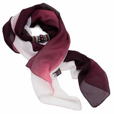 Jewelry scarf Zuzana - wine red and white ombre