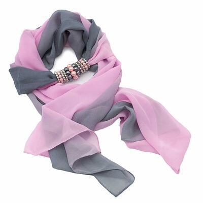 Jewelry scarf Zuzana - grey and pink ombre