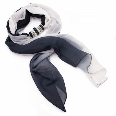 Jewelry scarf Zuzana - black and white ombre