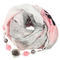 Cotton jewelry scarf - white and pink - 1/2