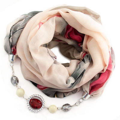 Cotton jewelry scarf - beige